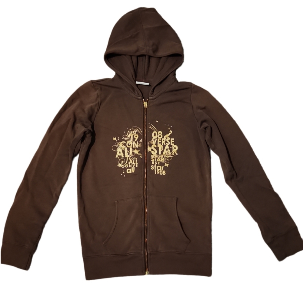 Converse Brown Zip-Up Hoodie, Size S